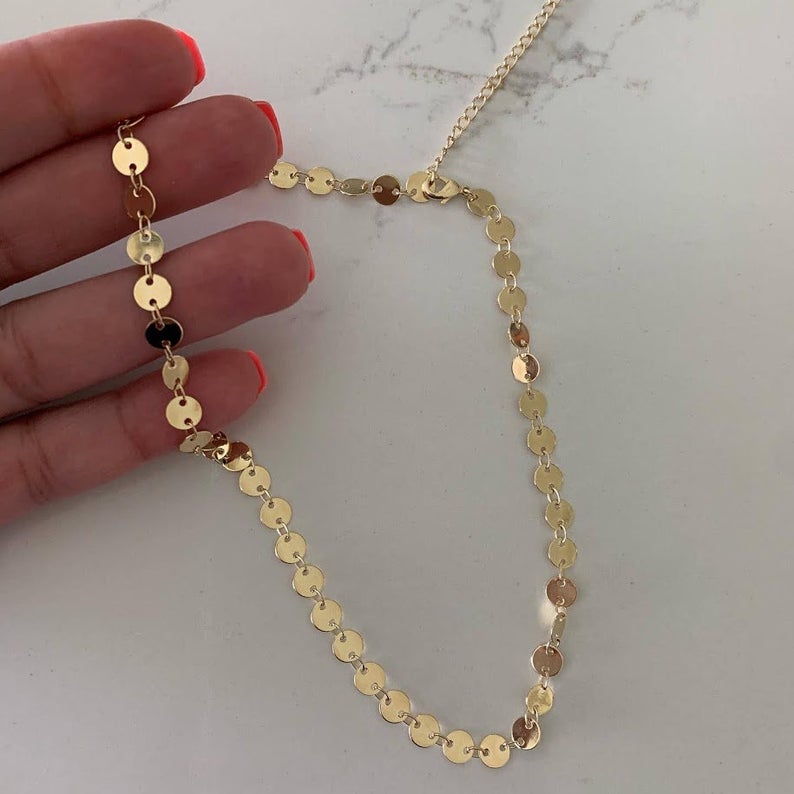 Gold Disc Choker Necklace in Gold-Filled