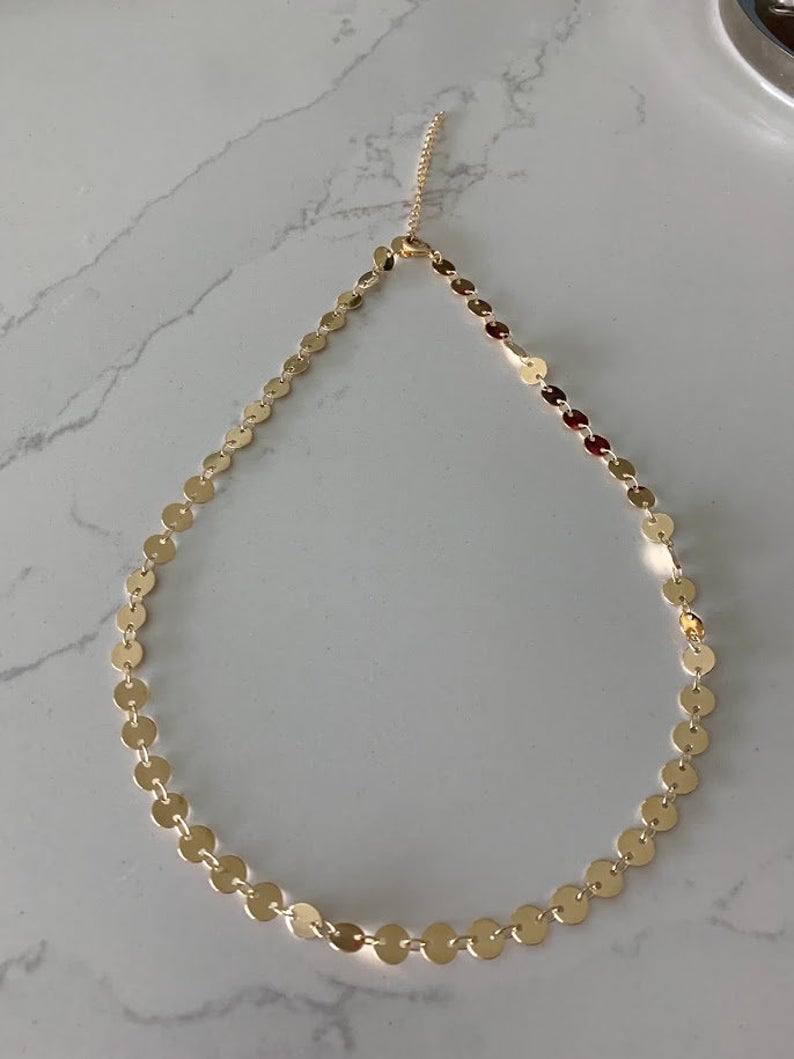 Gold Disc Choker Necklace in Gold-Filled