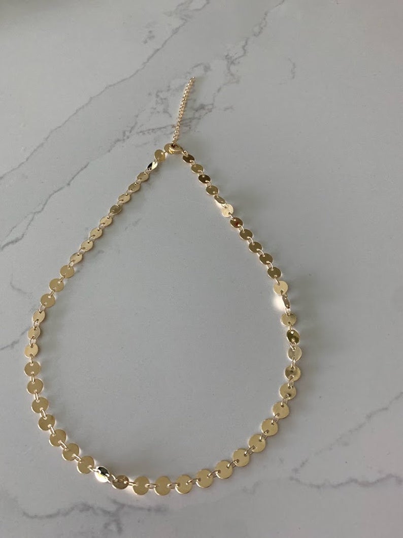 Gold Disc Choker Necklace in Gold-Filled