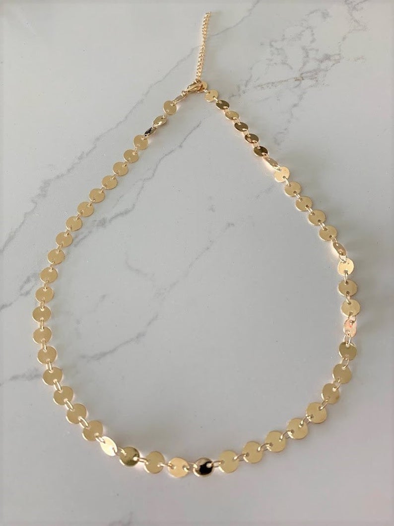 Gold Disc Choker Necklace in Gold-Filled