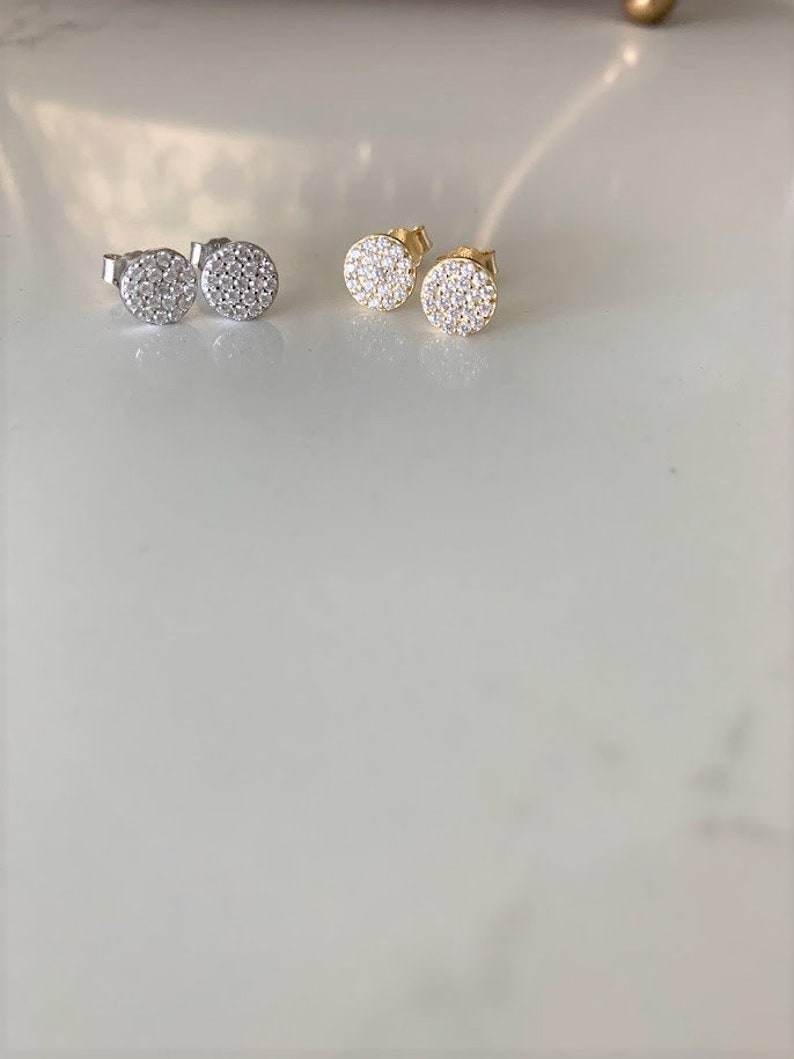7MM Pave Disc Stud Earrings