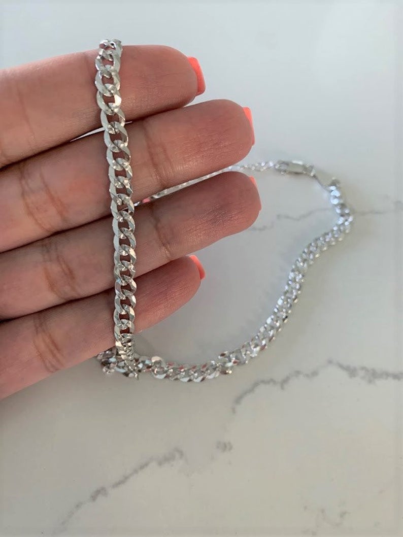 Cuban Curb Link Necklace in Sterling Silver