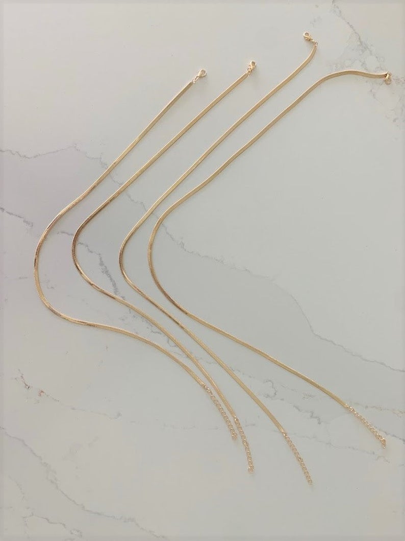 3MM Herringbone Necklace | Gold-filled