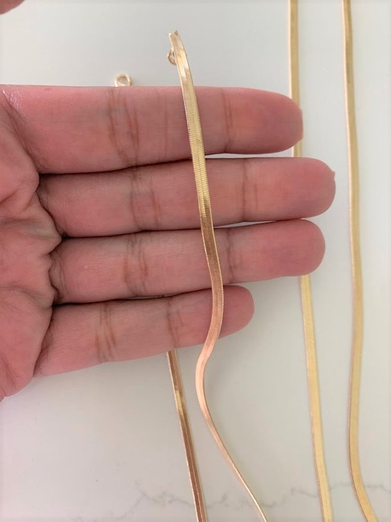 3MM Herringbone Necklace | Gold-filled