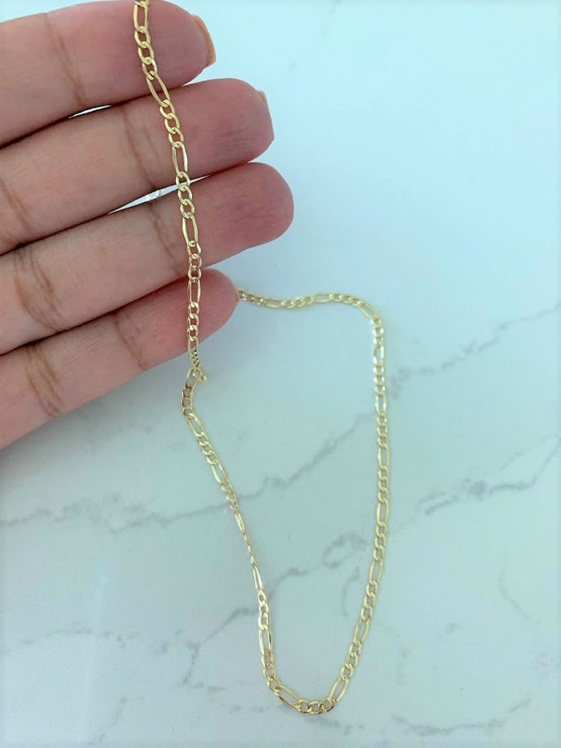 2.6MM 14K Yellow Gold Figaro Chain Necklace