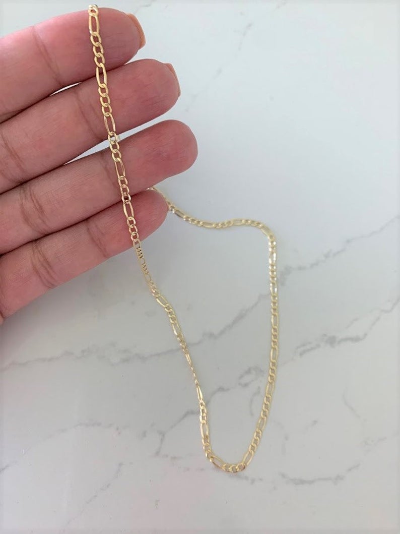 2.6MM 14K Yellow Gold Figaro Chain Necklace