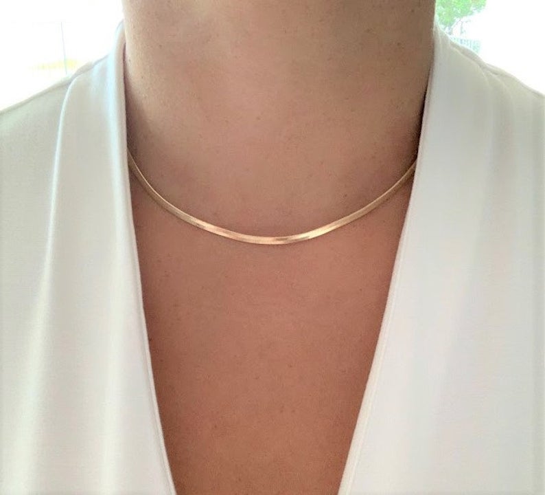 3MM Herringbone Necklace | Gold-filled