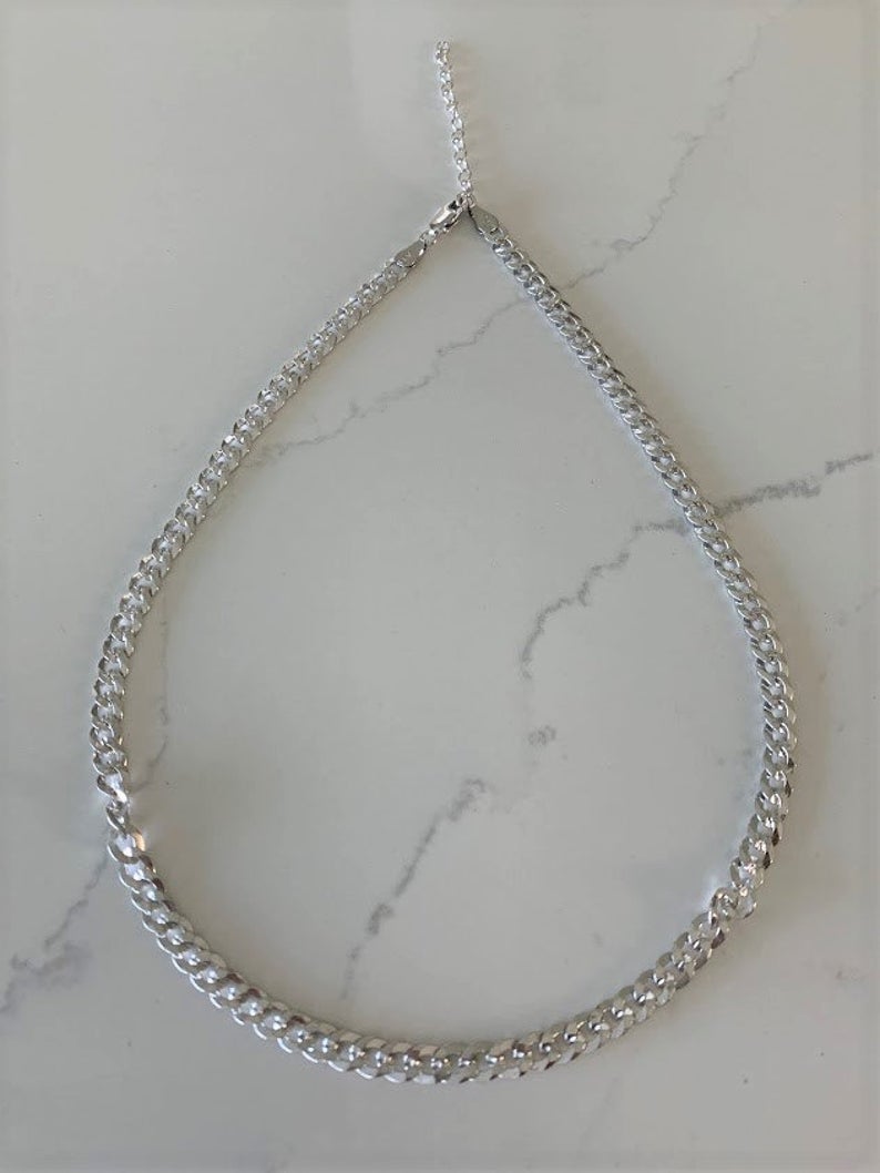 Cuban Curb Link Necklace in Sterling Silver