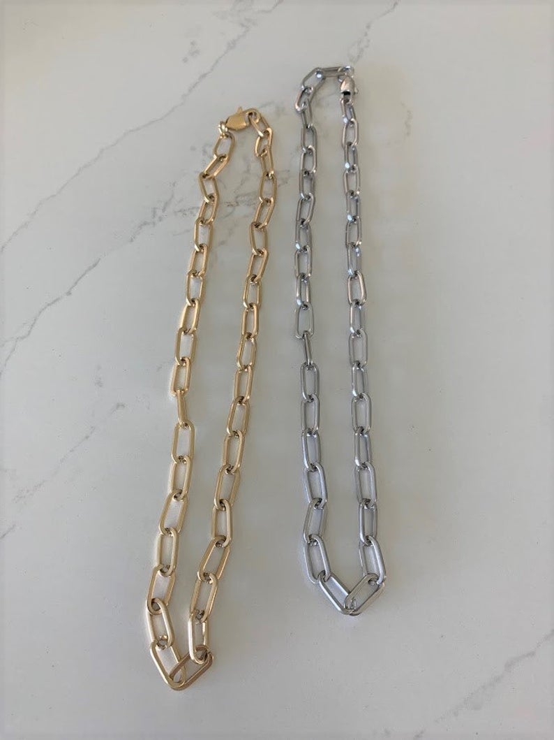 Matte Finish Layering Paperclip Necklace
