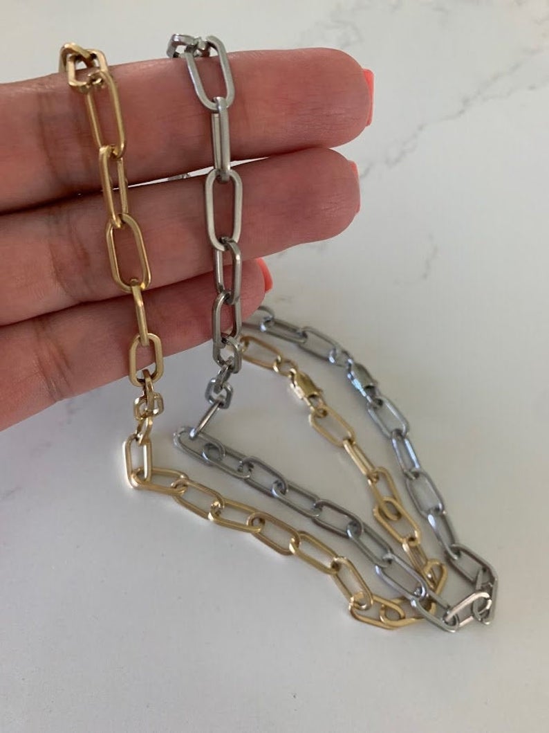 Matte Finish Layering Paperclip Necklace