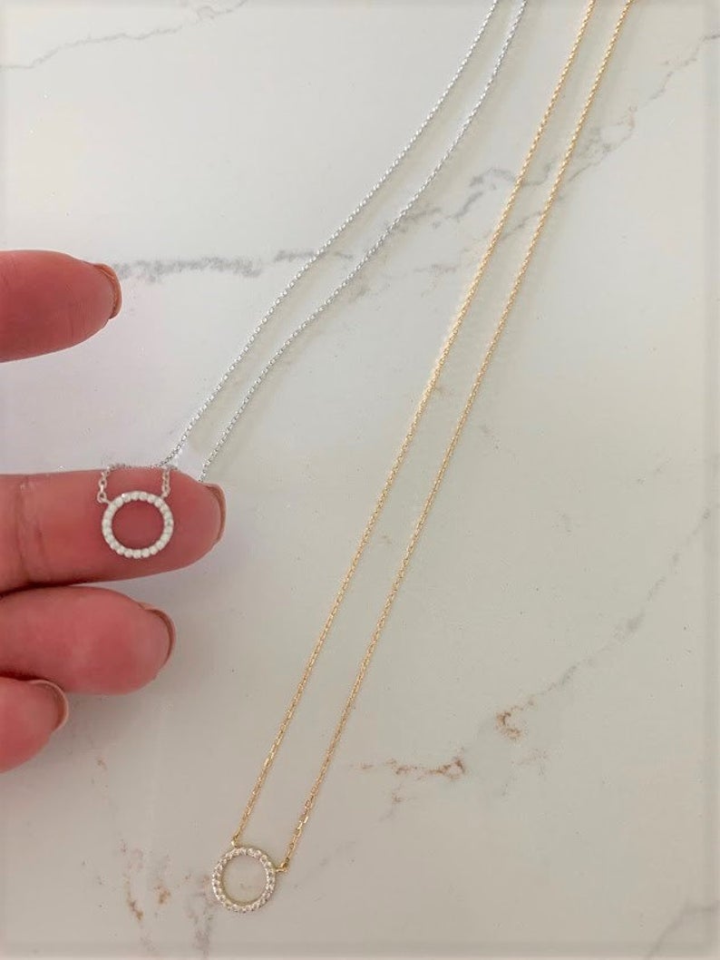 925 Sterling Silver Hollow Disc Necklace