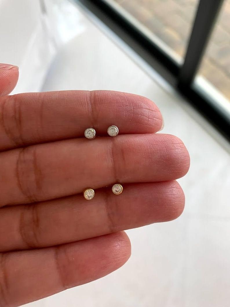 3MM Tiny Bezel CZ Stud Earrings
