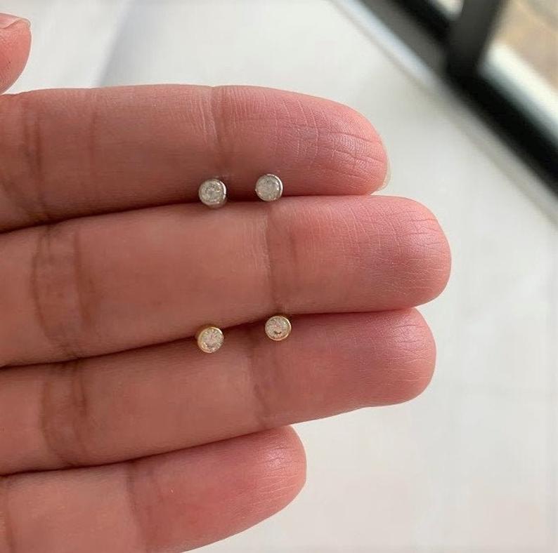 3MM Tiny Bezel CZ Stud Earrings