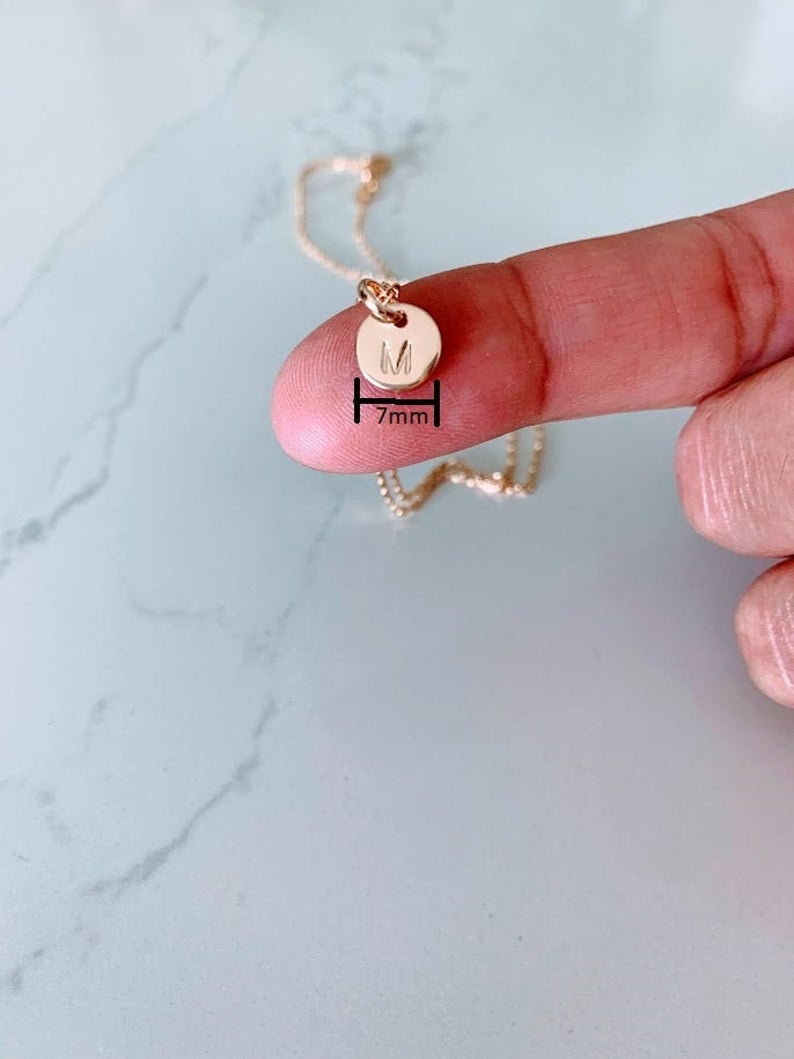Dainty Disc Initial Disc Necklace