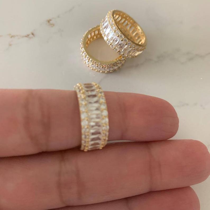 Gold Vermeil Baguette Cubic Zirconia Band