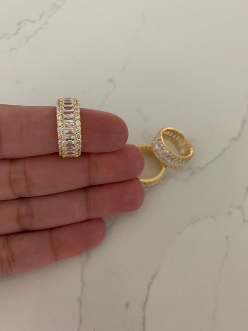 Gold Vermeil Baguette Cubic Zirconia Band