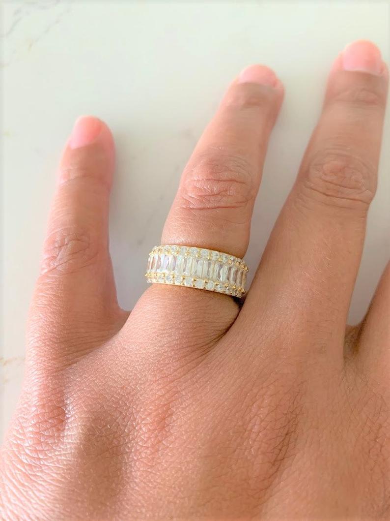 Gold Vermeil Baguette Cubic Zirconia Band