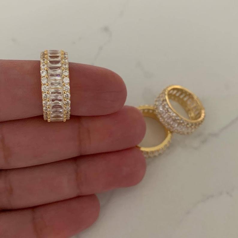 Gold Vermeil Baguette Cubic Zirconia Band