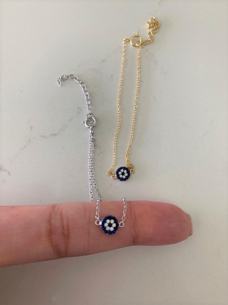 Blue Evil Eye Bracelet in Sterling Silver