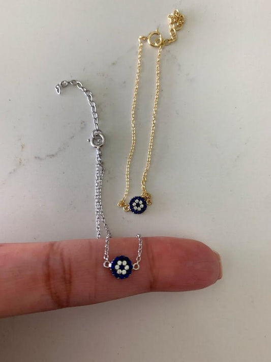 Blue Evil Eye Bracelet in Sterling Silver
