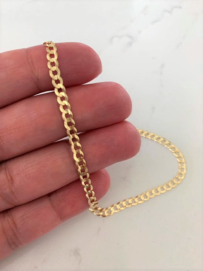 14K Gold Cuban Curb Link Anklet