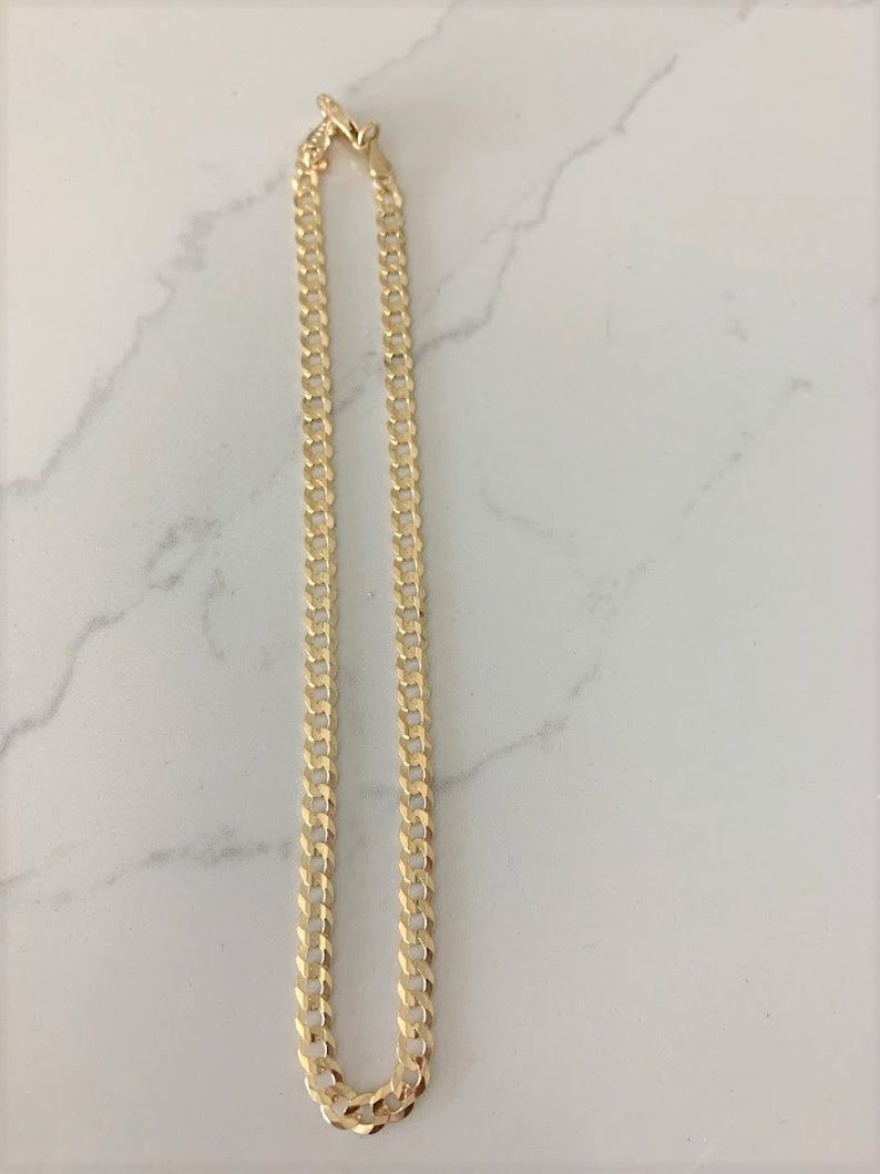 14K Gold Cuban Curb Link Anklet