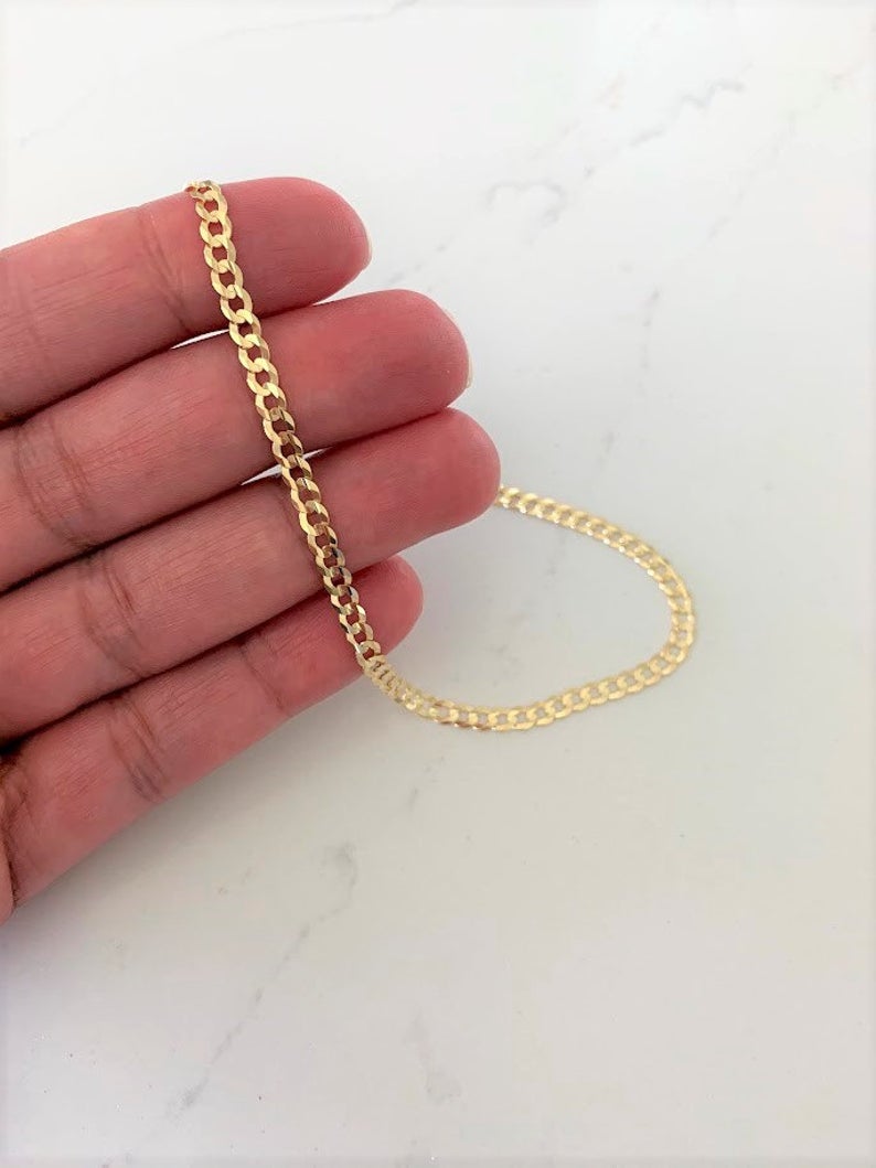 14K Gold Cuban Curb Link Anklet