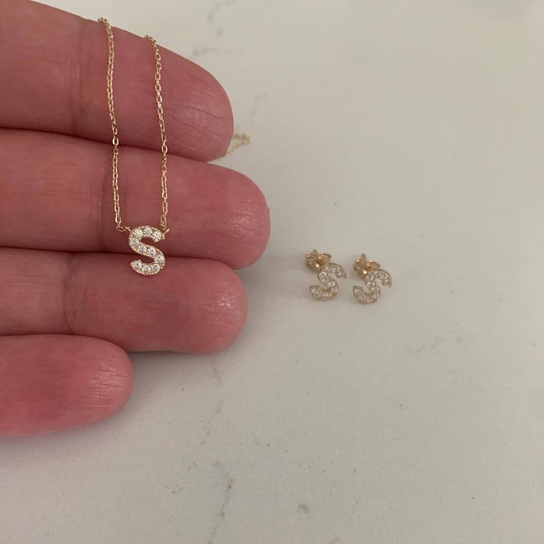 14k Gold Initial Necklace