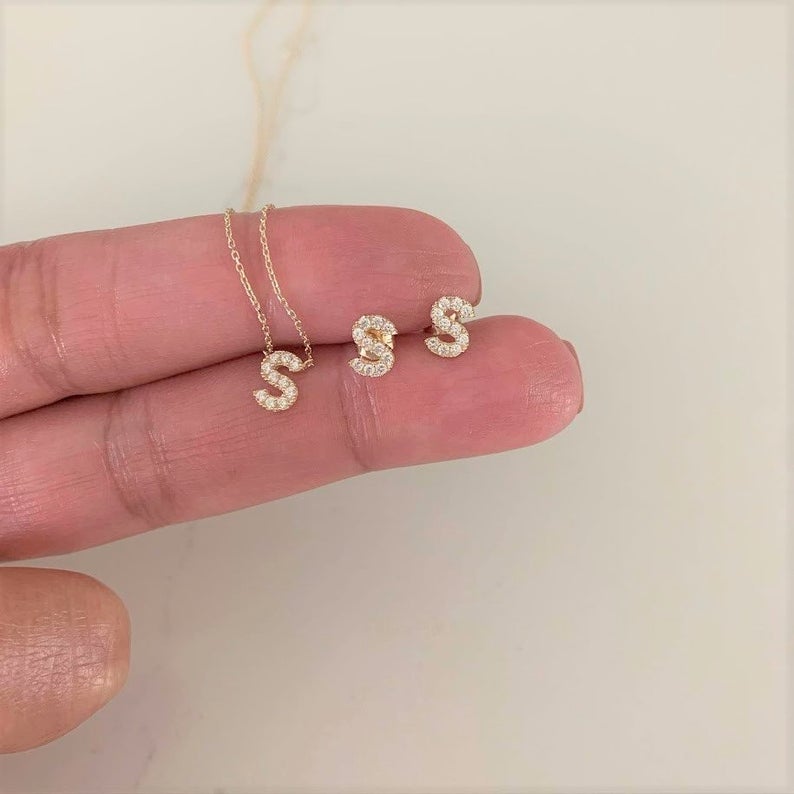 14k Gold Initial Necklace