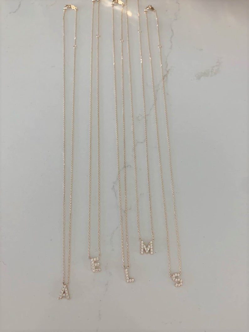 14k Gold Initial Necklace