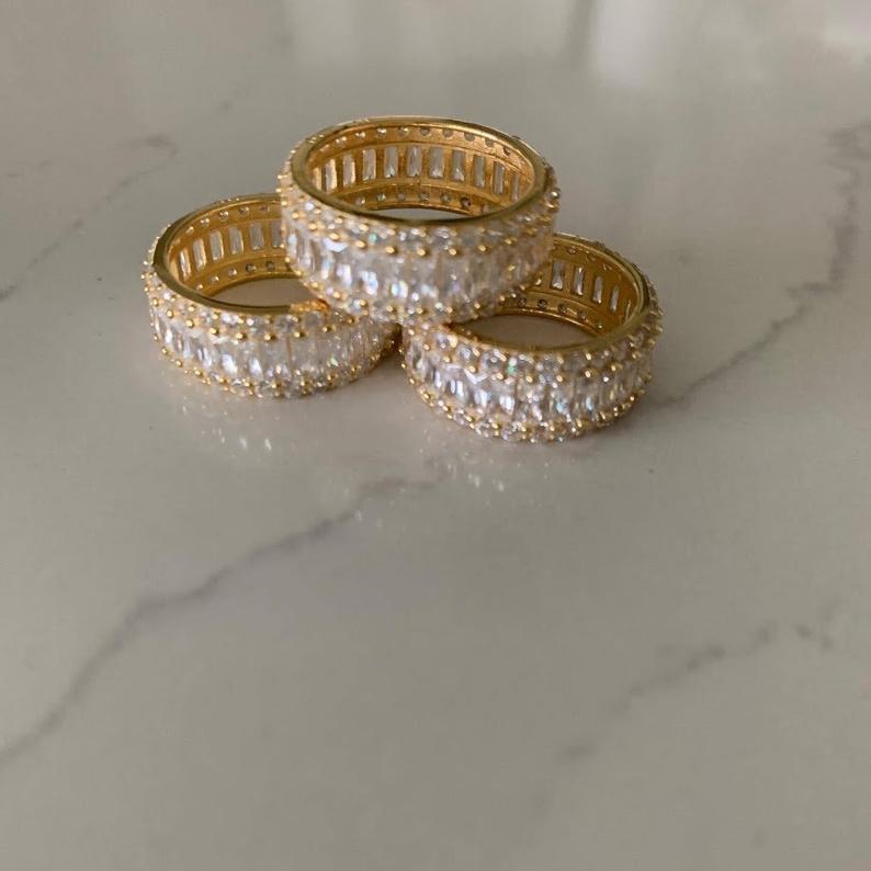 Gold Vermeil Baguette Cubic Zirconia Band