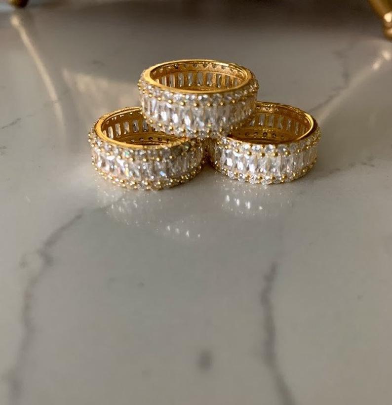Gold Vermeil Baguette Cubic Zirconia Band