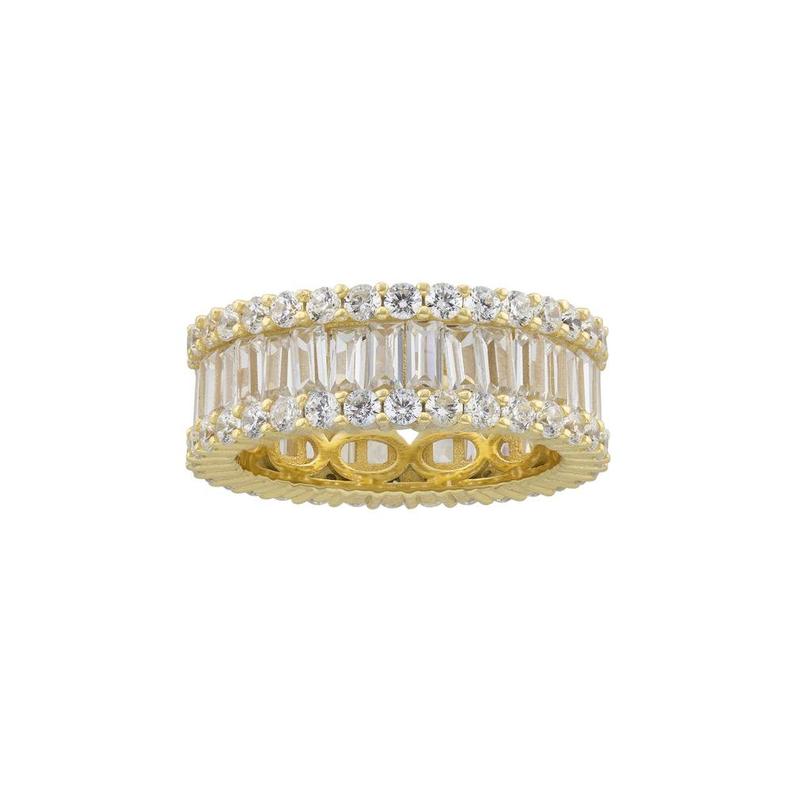 Gold Vermeil Baguette Cubic Zirconia Band
