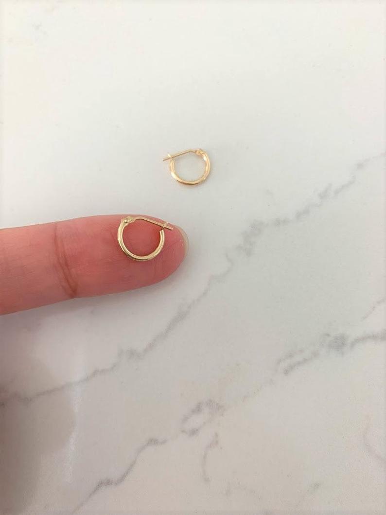 14K Solid Gold Dainty Hoops