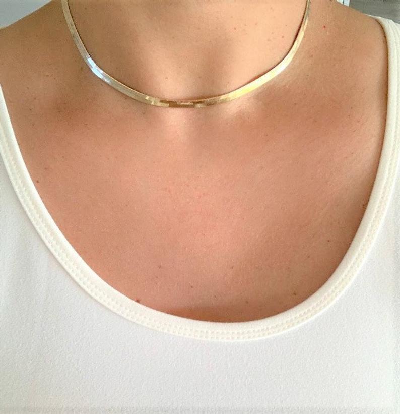 4MM Gold-Filled Herringbone Necklace