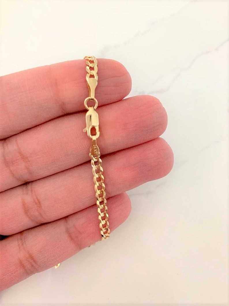 14K Gold Cuban Curb Link Anklet