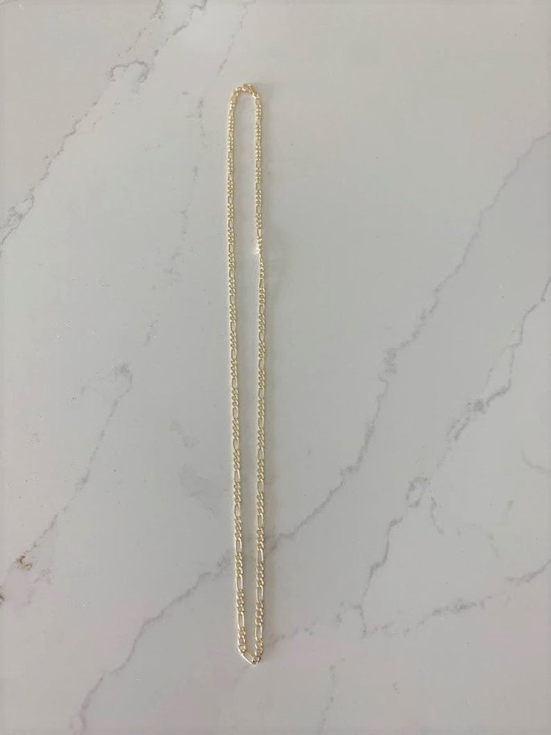 Dainty Solid 14K Yellow Gold Figaro Chain