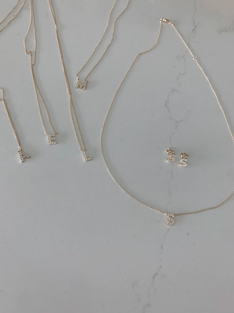 14k Gold Initial Necklace