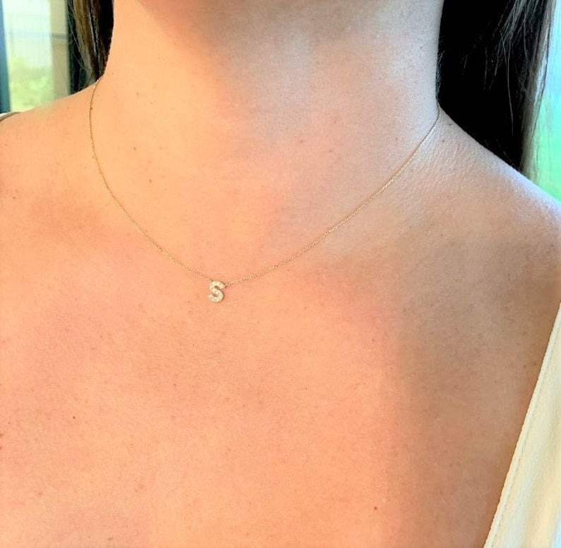 14k Gold Initial Necklace