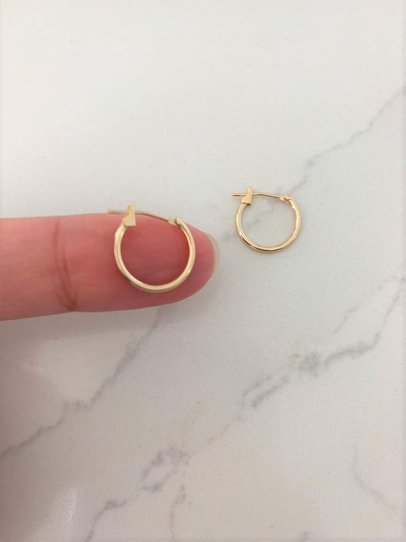 14K Solid Gold Dainty Hoops