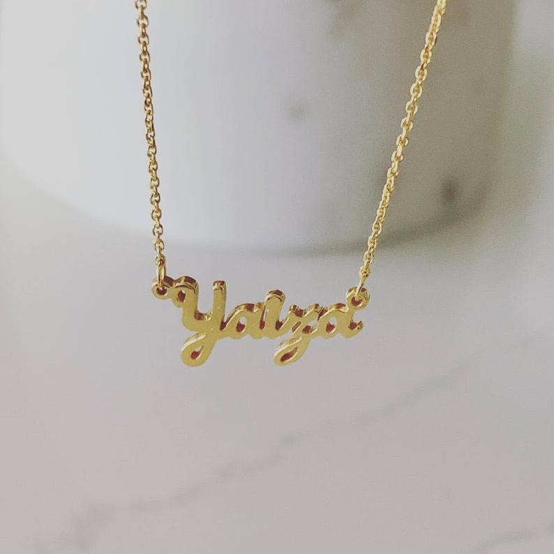 14K Solid Gold Personalized Name Necklace | Personalized Solid Gold Necklace