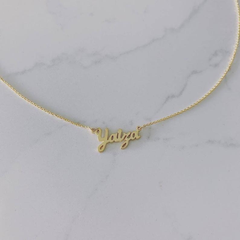 14K Solid Gold Personalized Name Necklace | Personalized Solid Gold Necklace