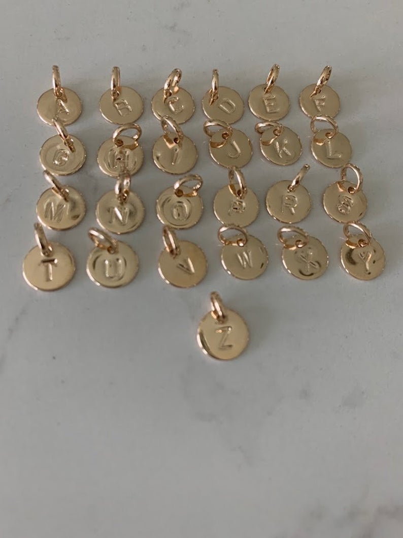 Disc Initial & Tiny Paper Clip Necklace