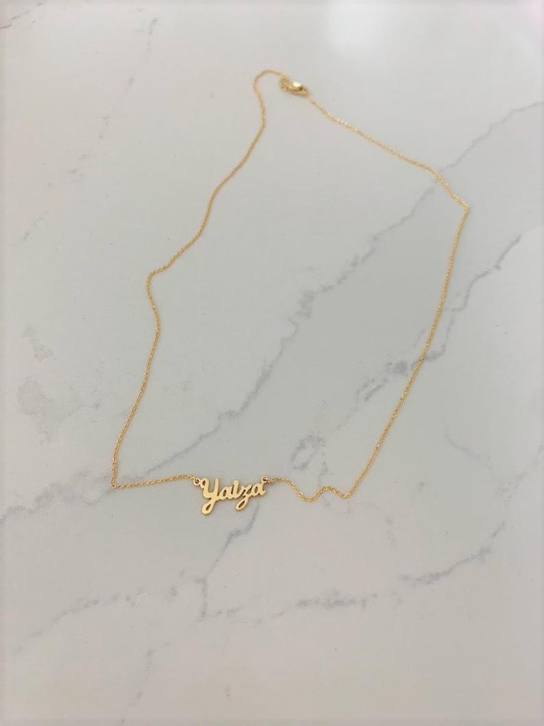 14K Solid Gold Personalized Name Necklace | Personalized Solid Gold Necklace