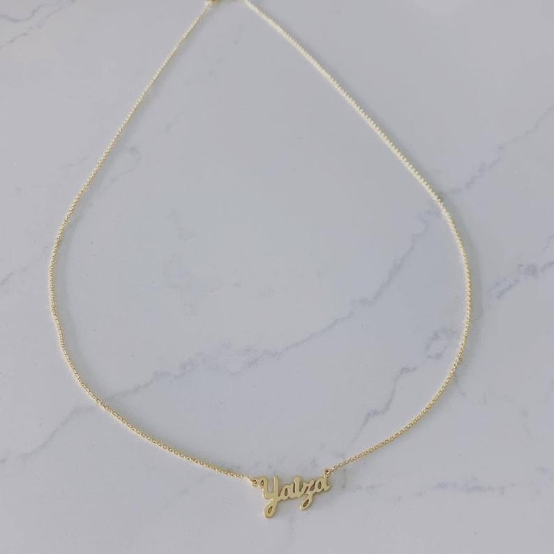14K Solid Gold Personalized Name Necklace | Personalized Solid Gold Necklace