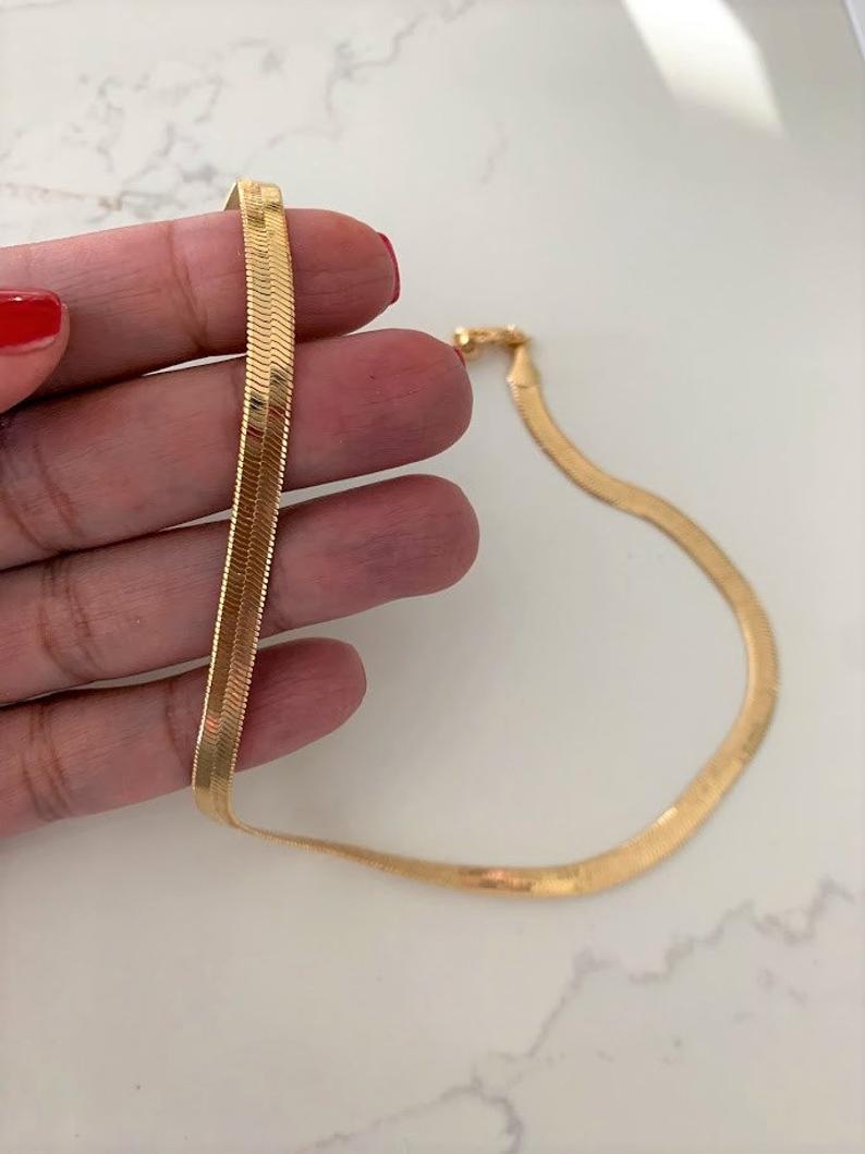 6MM Shiny Gold-Filled Herringbone