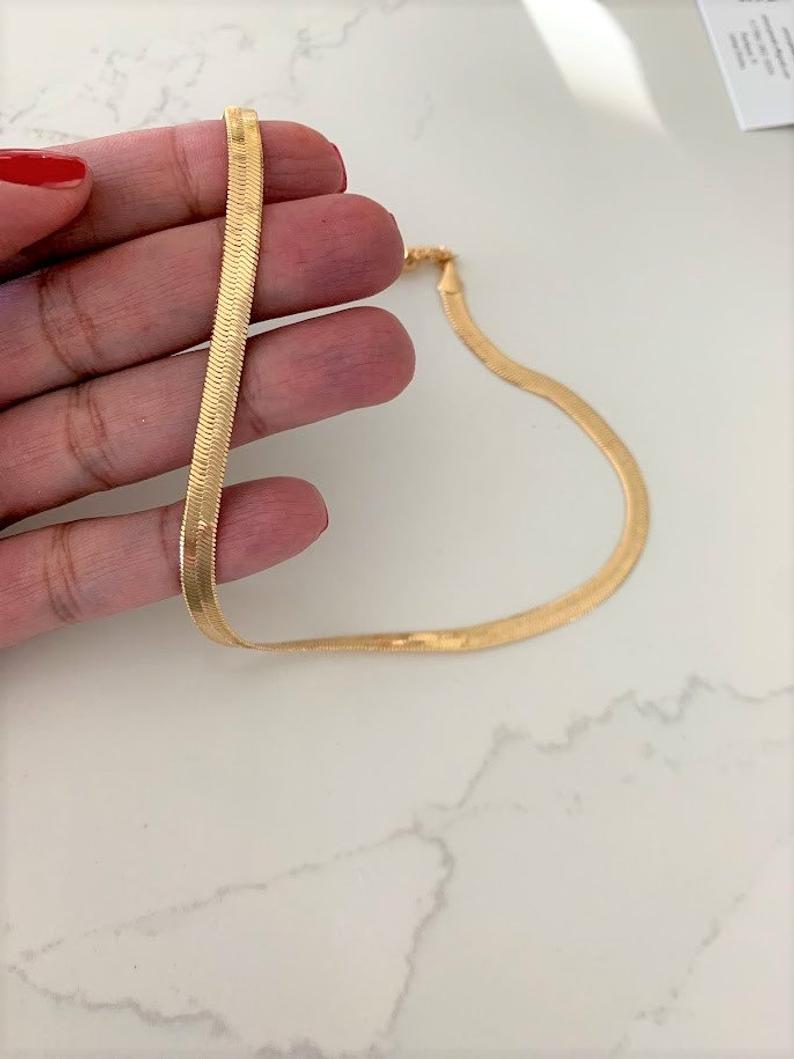 6MM Shiny Gold-Filled Herringbone