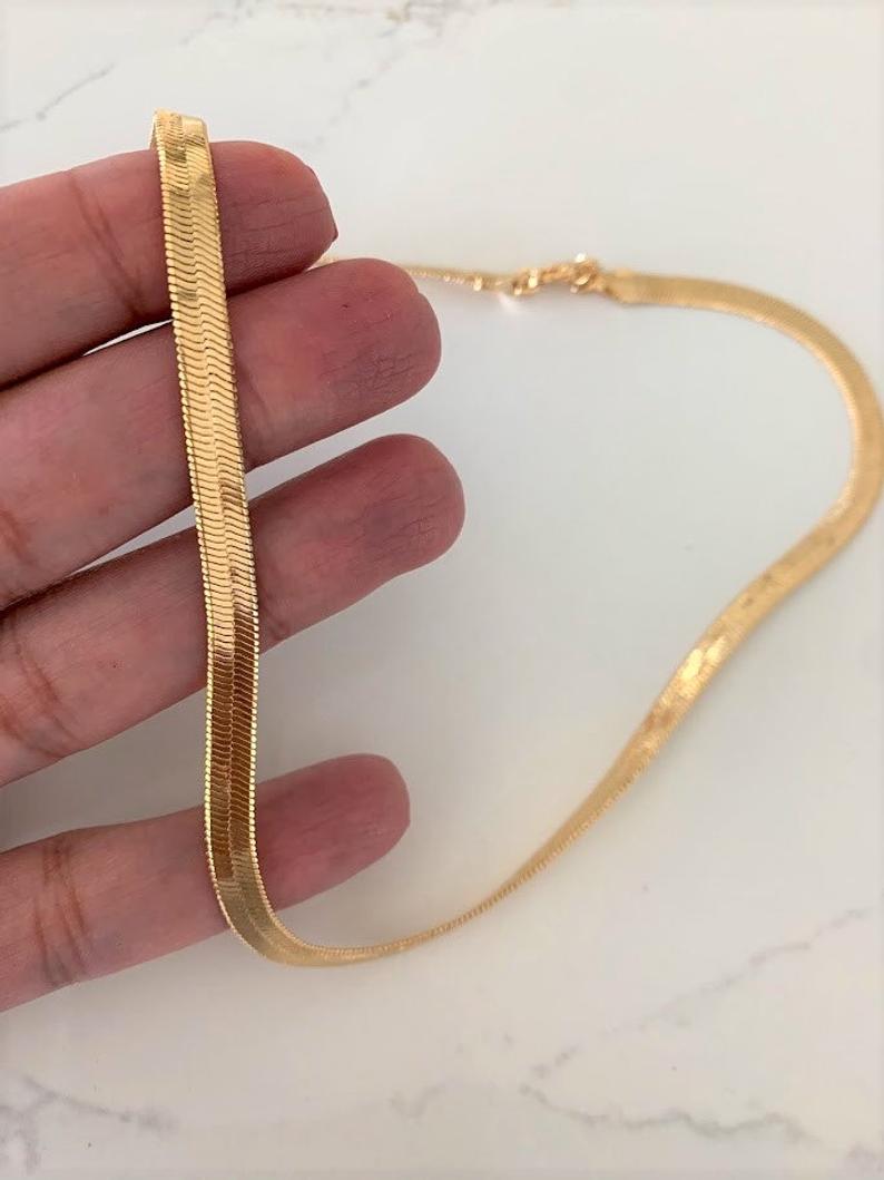 6MM Shiny Gold-Filled Herringbone