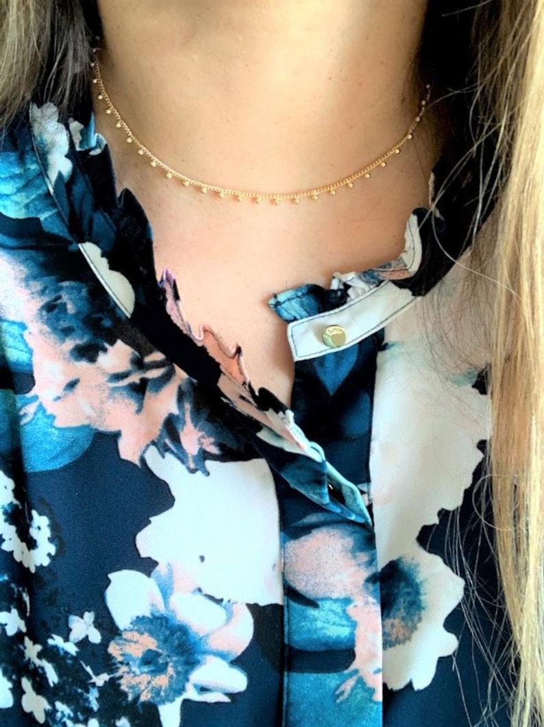 Beaded Chain Necklace Gold | Gold-filled