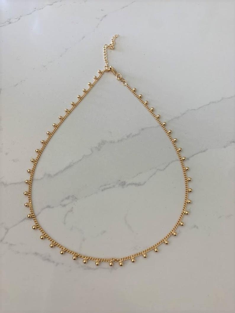 Beaded Chain Necklace Gold | Gold-filled